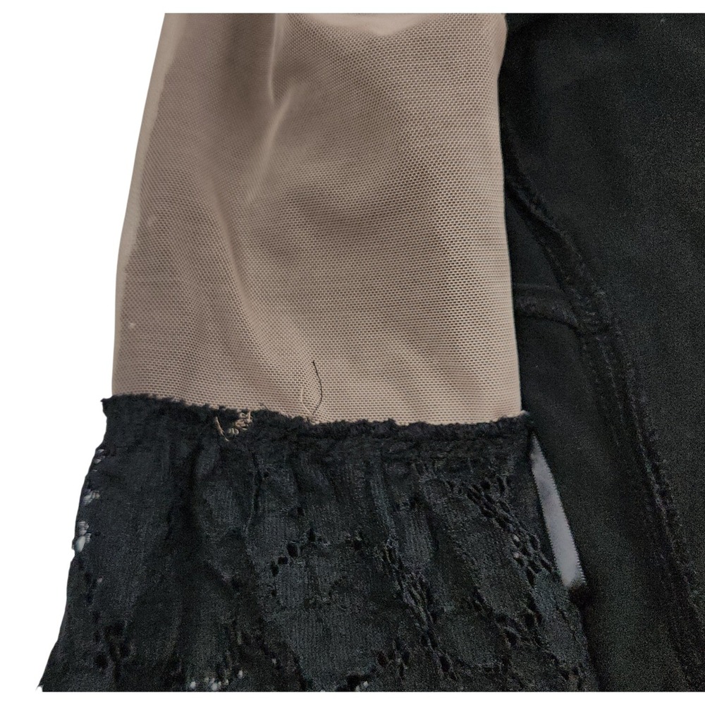 Lauren Ralph Lauren Lace Bell Sleeve Dress 6 Black Nude Floral Shift Whimsigoth - Picture 5 of 15